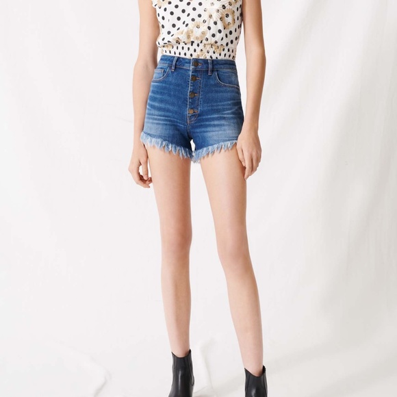 Maje Fringed Denim Shorts Size 34 MSRP $190 - Picture 2 of 8